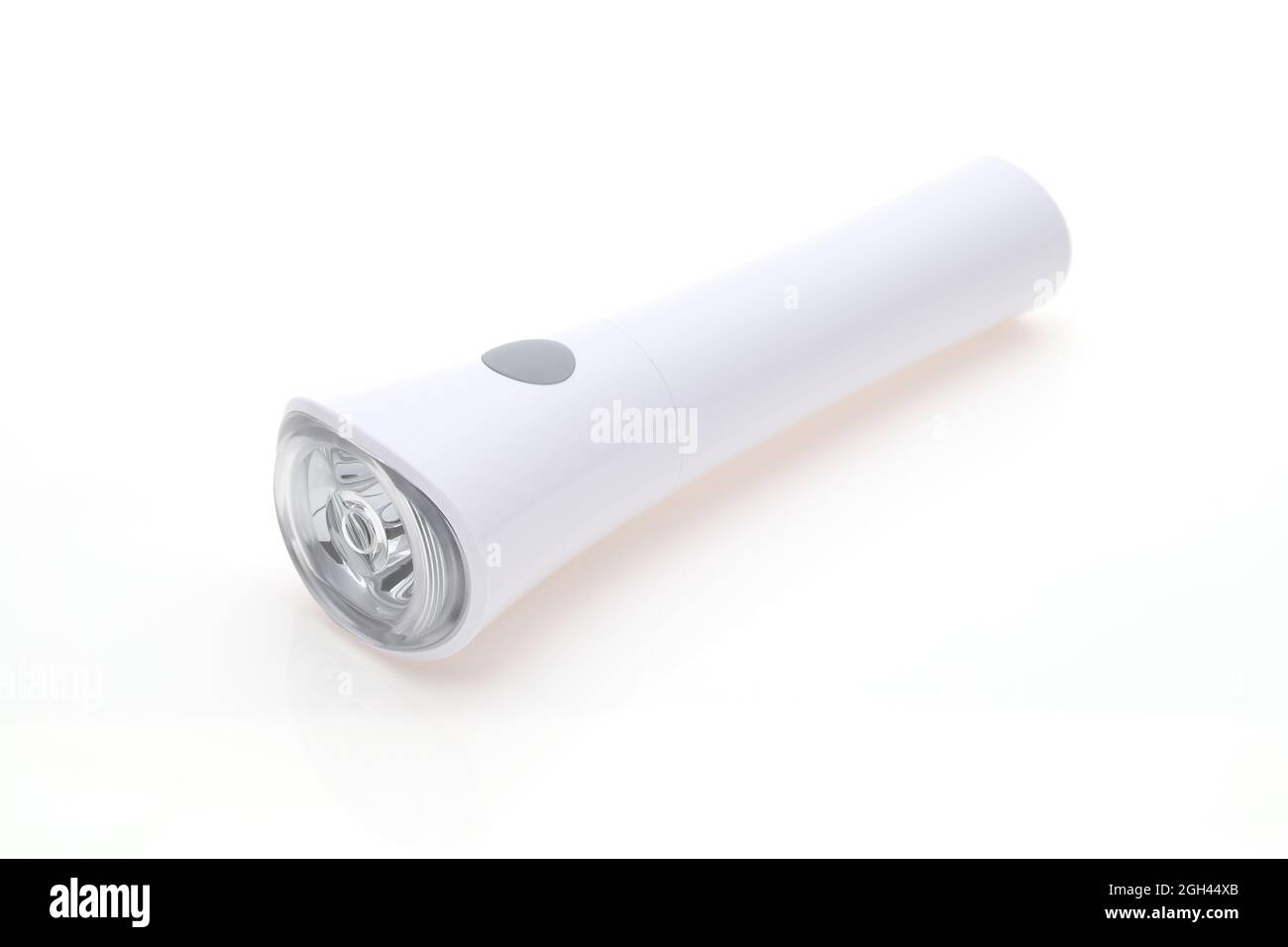 Elektrische LED-Taschenlampe auf dunklem Hintergrund Stockfoto