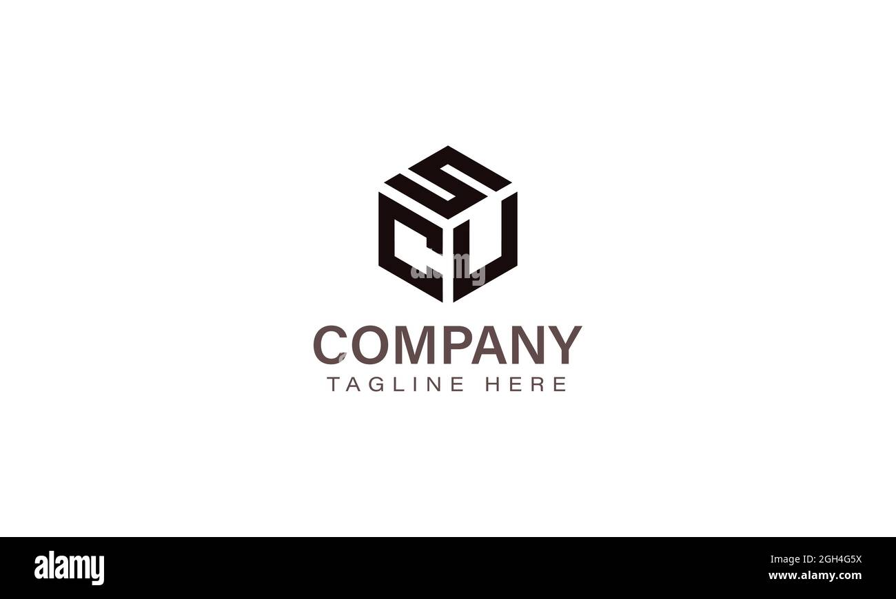 SCU-Logo mit Buchstaben, Logo mit drei Buchstaben, Alphabet S C U-Vektorsymbol in Sechskantform Stock Vektor