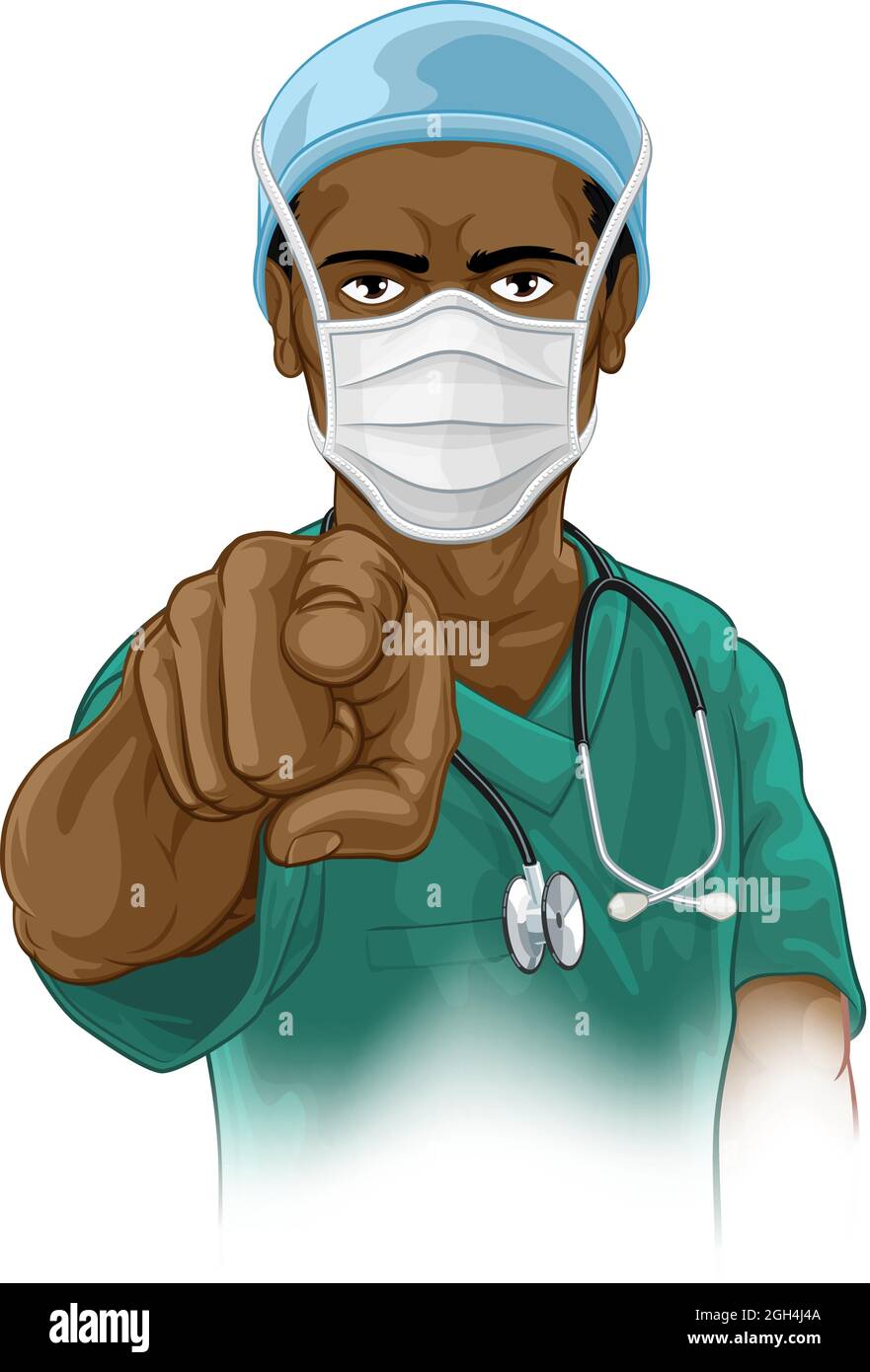 Krankenschwester Arzt in PSA Maske zeigen braucht Sie Stock Vektor