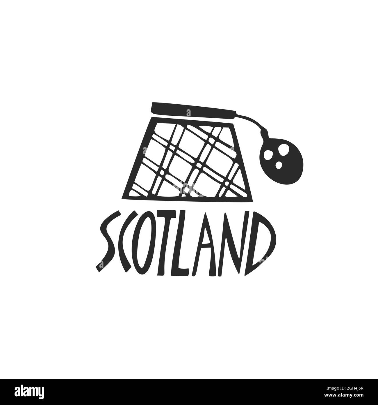 Vektorgrafik handgezeichnetes Logo für Großbritannien. Reisedarstellung von Großbritannien. Handgezeichnete Schriftzüge. Wahrzeichen Großbritanniens Stock Vektor