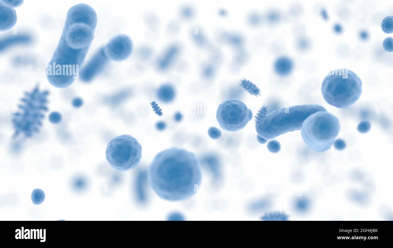 Blue Body Mikrobiom Bakterium medizinisches Konzept gesunde Lebensmittel 3d Render Stockfoto