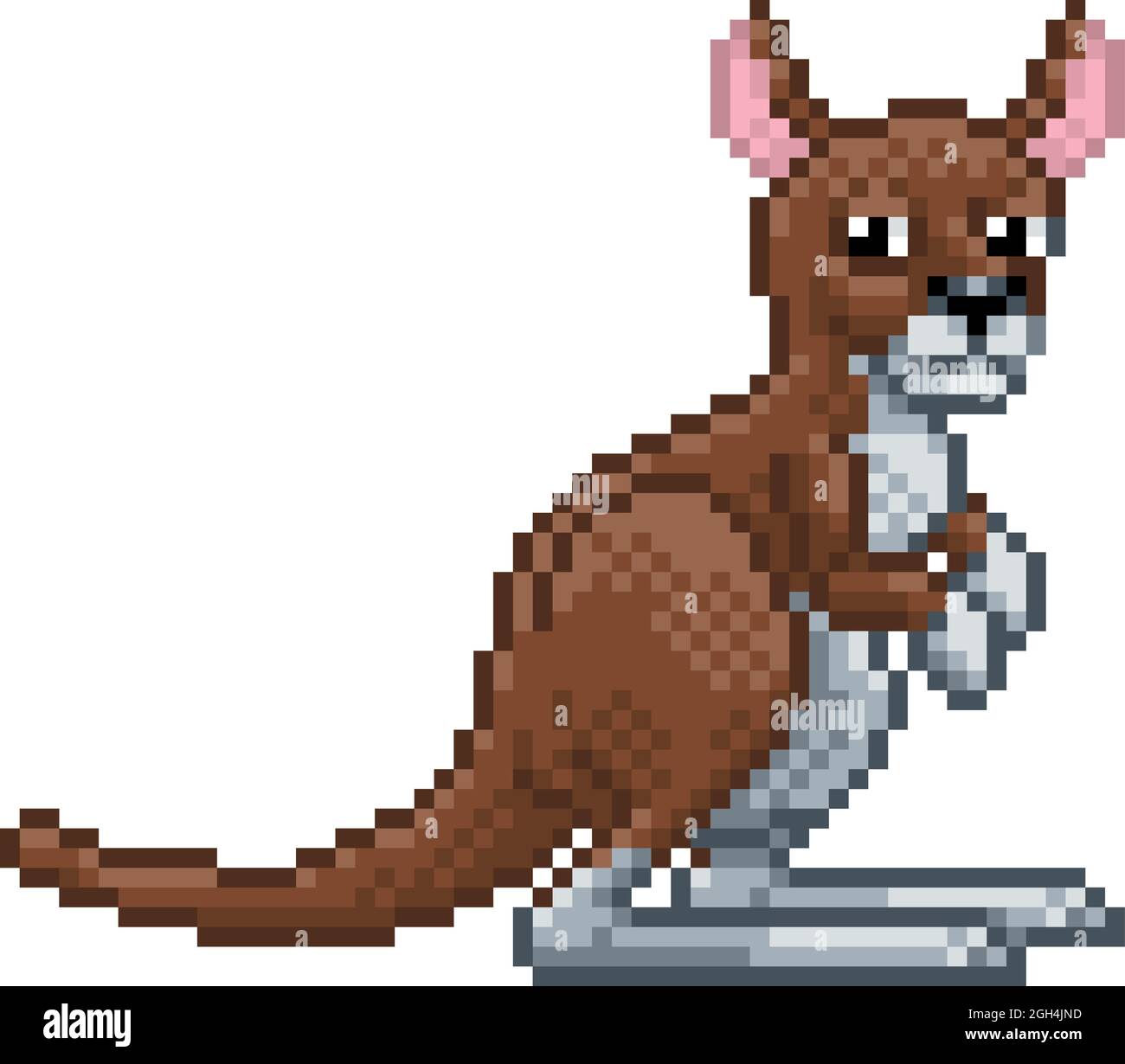 Kangaroo Pixel Art Safari Tiercartoon Stock Vektor