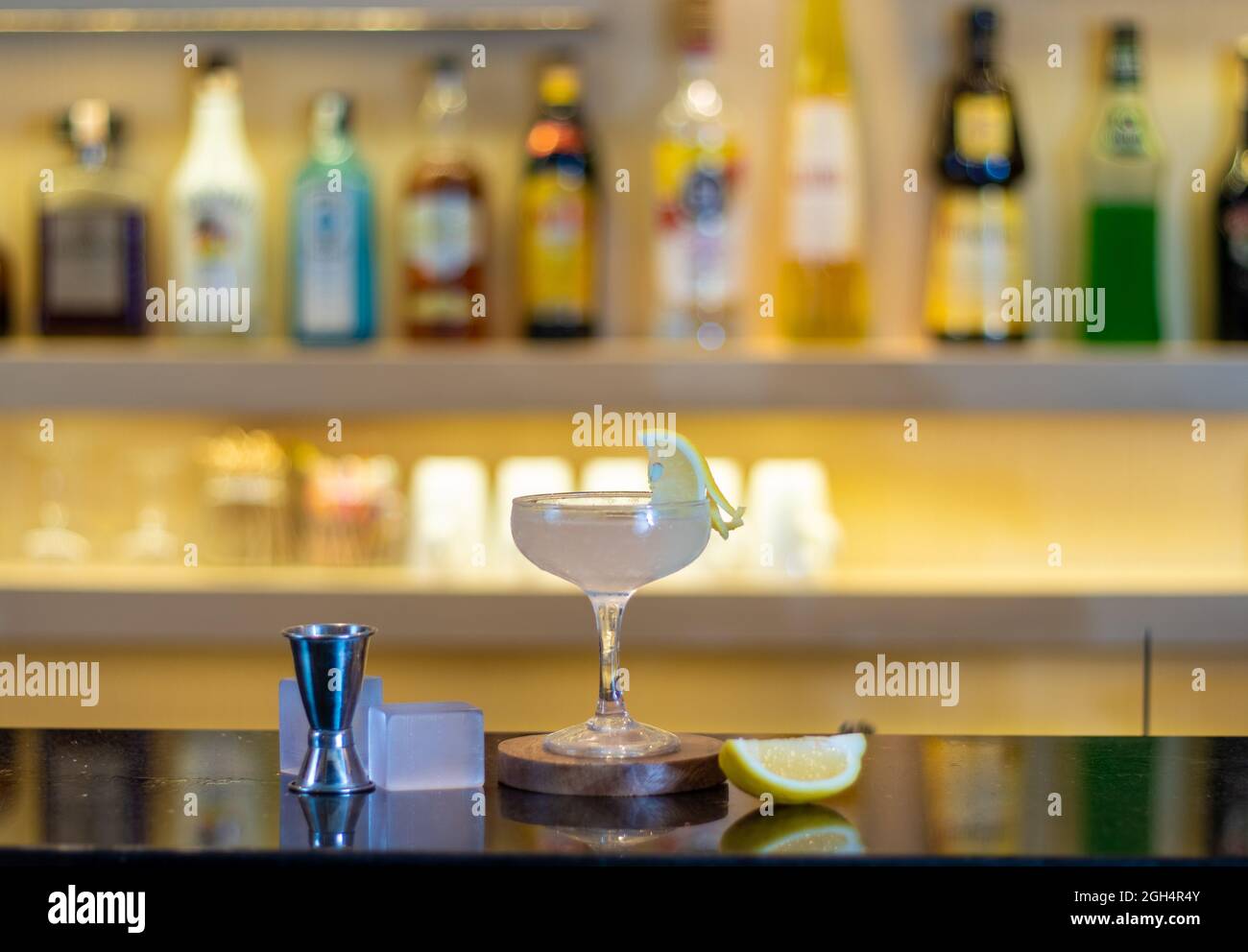 Limette margarita mit gesalzenem Rand Stockfoto