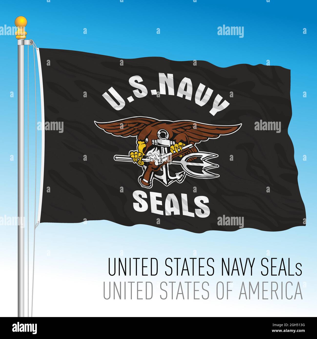 US Navy Seals Flagge, Vereinigte Staaten von Amerika, Vektorgrafik Stock Vektor