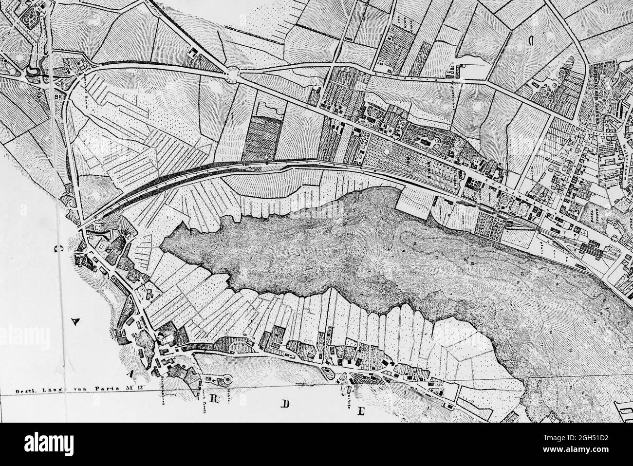 Detail der historischen Karte von Kiel und Umgebung im Jahr 1853, Maßstab 1:5000 Fuss, Schleswig-Holstein, Norddeutschland, Europa Stockfoto