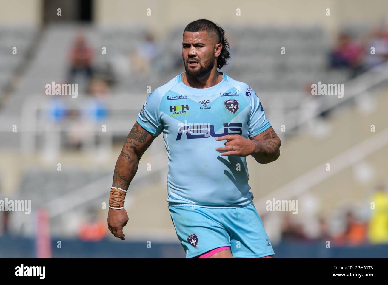 David Fifita (8) von Wakefield Trinity in Aktion während des Spiels in Newcastle, Vereinigtes Königreich am 9/5/2021. (Foto von Simon Whitehead/News Images/Sipa USA) Stockfoto