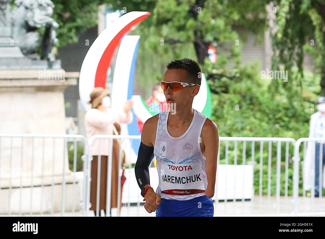 Tokio, Japan. September 2021. Tokio 2020, Paralympischer Marathon, Rennen im Stadtzentrum. Sportler aus Russland (RPC). Der 13. Und letzte Tag der Paralympics. Am 5. September 2021 in Tokio, Japan. (Foto von Kazuki Oishi/Sipa USA) Quelle: SIPA USA/Alamy Live News Stockfoto