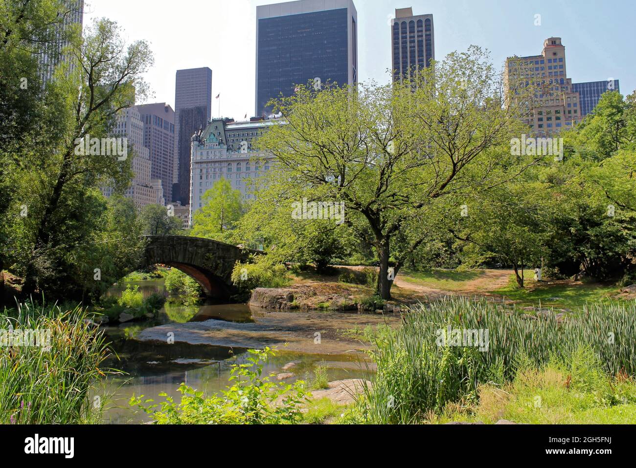 Sommer in New York City im Central Park an der Gapstow-Brücke Stockfoto