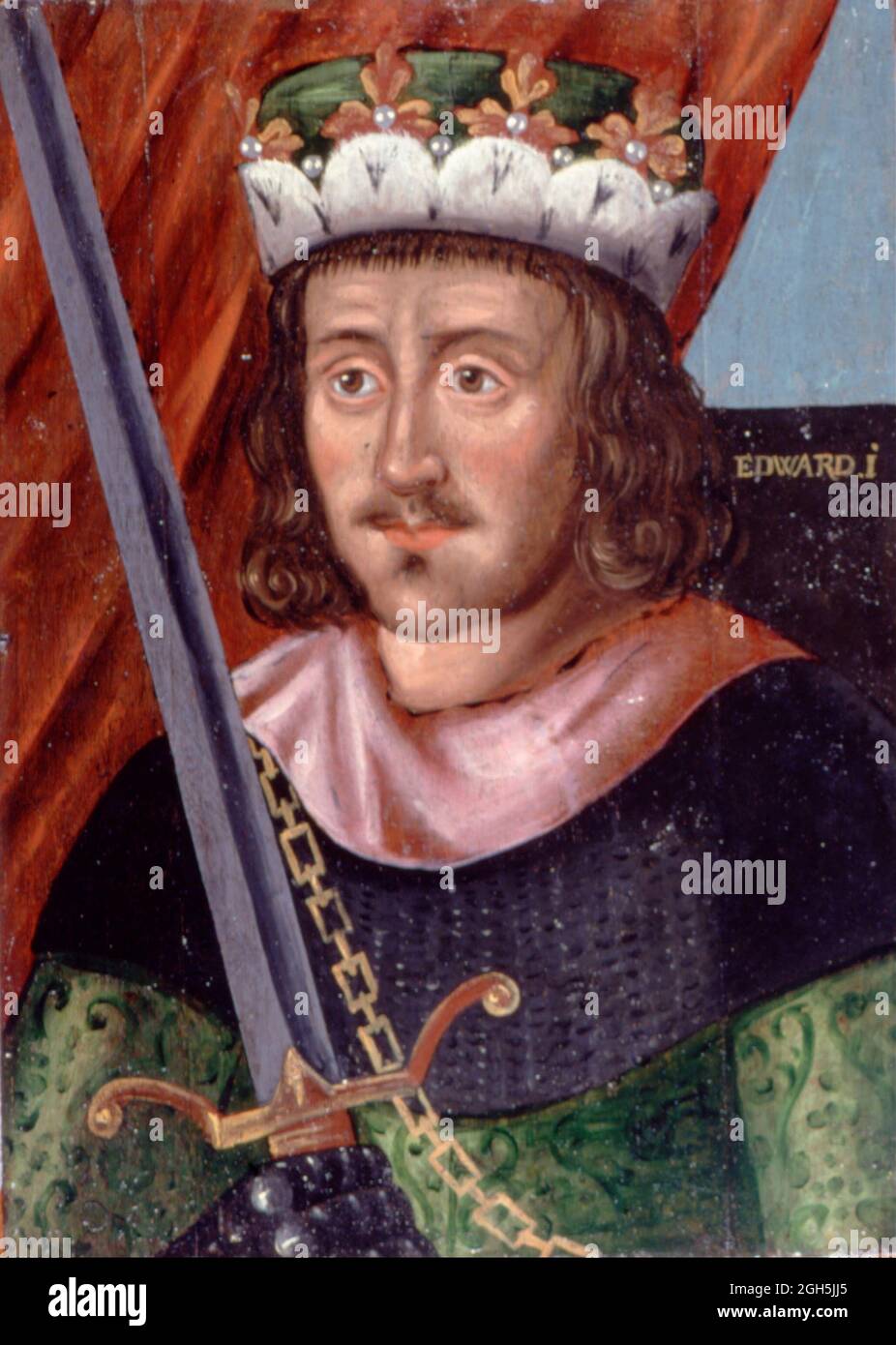 Ein Porträt von König Edward I. (Edward Longshanks), der von 1272 bis 1307 König von England war Stockfoto