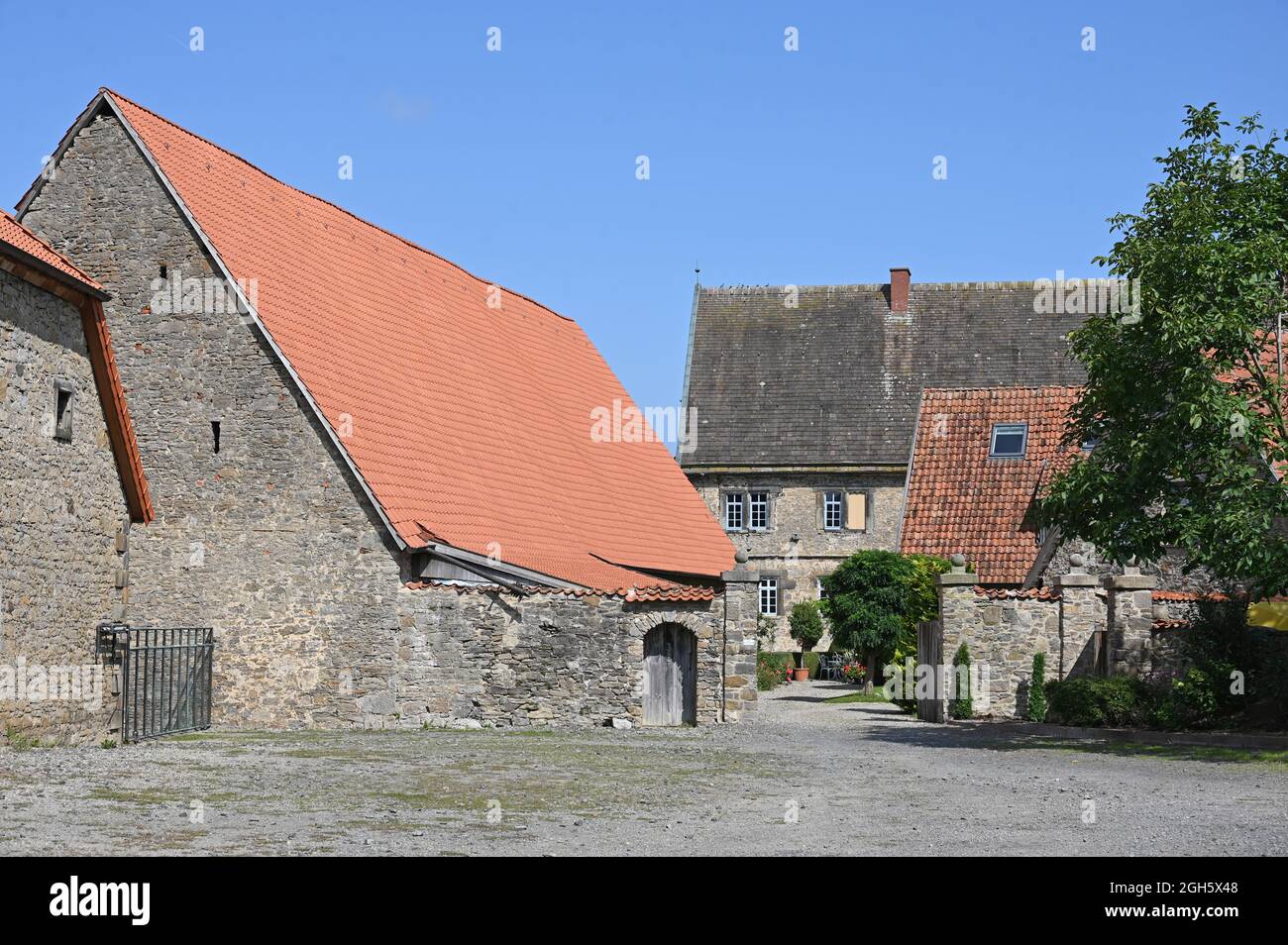 Mittelalterliches Herrenhaus in Hülsede in Schaumburg Stockfoto