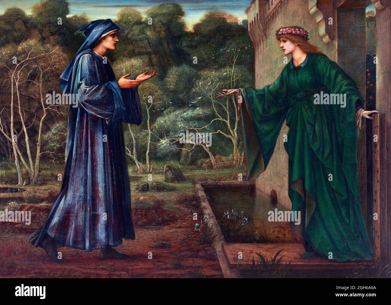 Der Pilger am Tor des Müßiggangs von Edward Burne-Jones (1833-1898), Öl auf Leinwand, 1884 Stockfoto