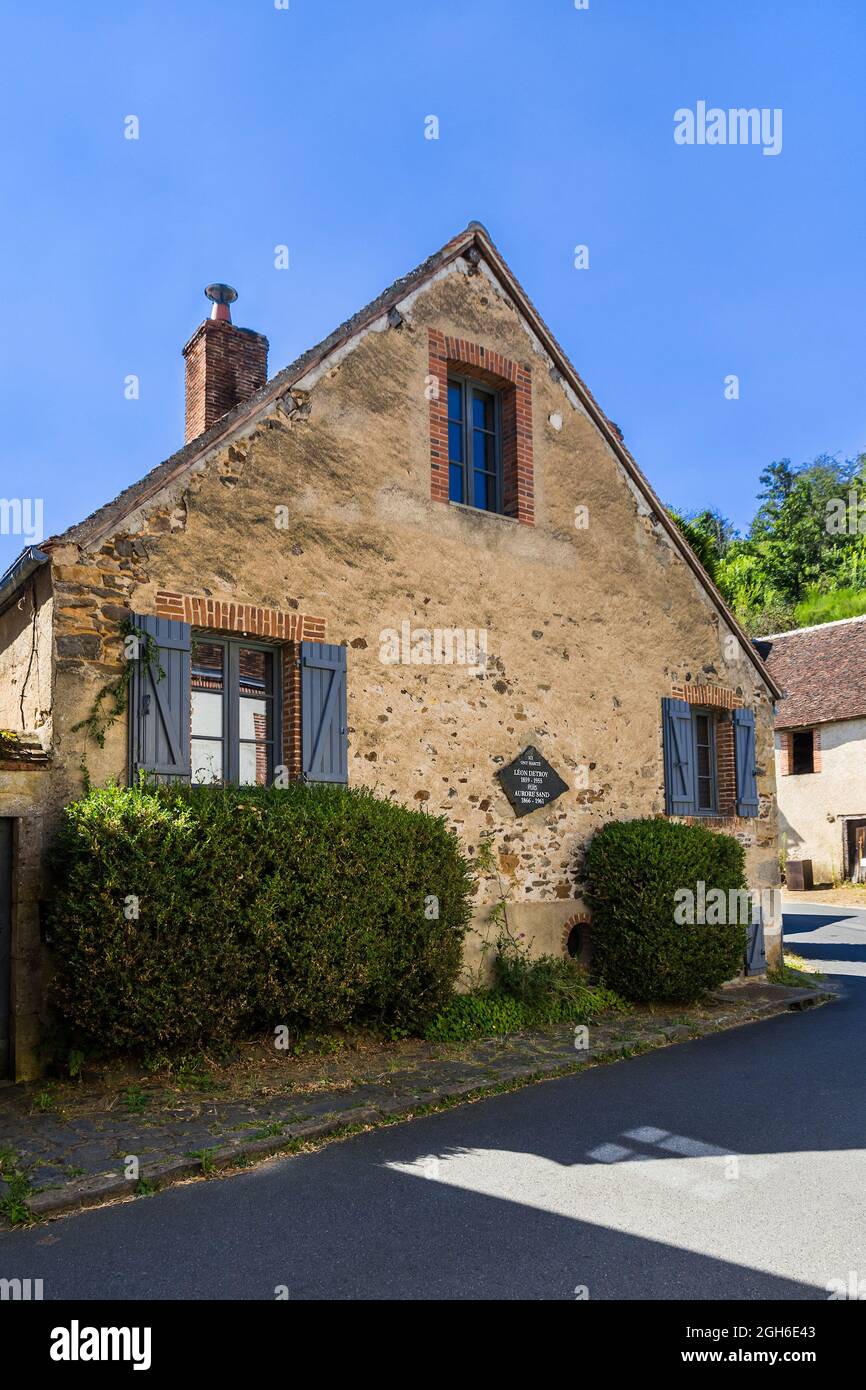 Haus von Leon Detroy, französischer Künstler des Post-Impressionismus im Dorf Gargilesse, Indre (36), Frankreich. Stockfoto