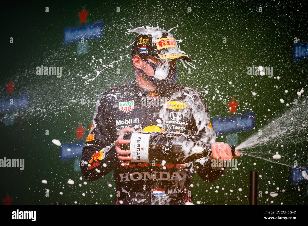 VERSTAPPEN Max (NED), Red Bull Racing Honda RB16B, Portrait Podium während der Formel 1 Heineken Dutch Grand Prix 2021, 13. Lauf der FIA Formel 1 Weltmeisterschaft 2021 vom 3. Bis 5. September 2021 auf dem Circuit Zandvoort, in Zandvoort, Niederlande - Foto Florent Gooden / DPPI Stockfoto
