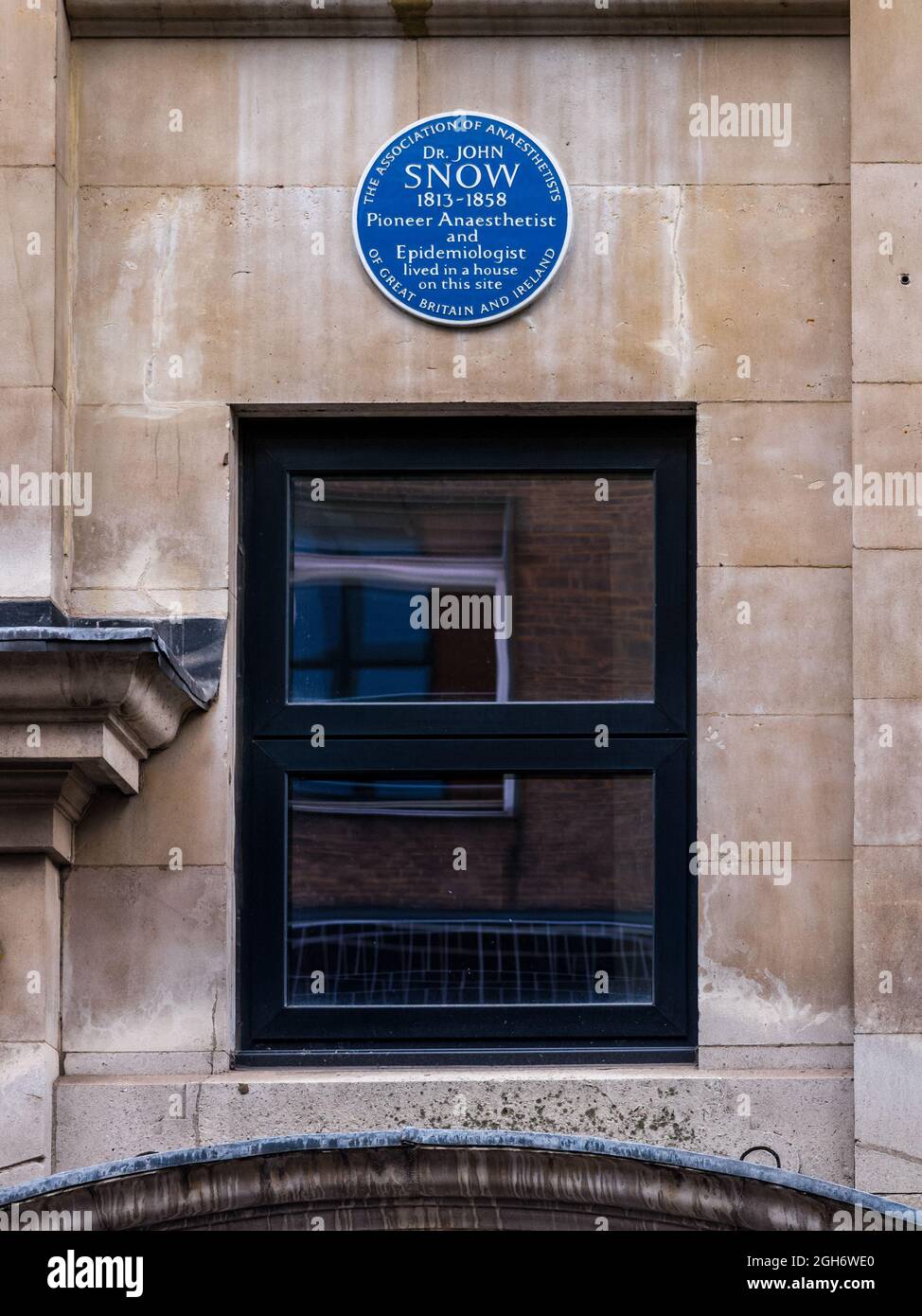 Dr. John Snow Blue Plaque Frith St Soho London - Dr. John Snow 1813-1858 der Pionier-Anästhesist und Epidemiologe lebte in einem Haus auf dieser Website. Stockfoto