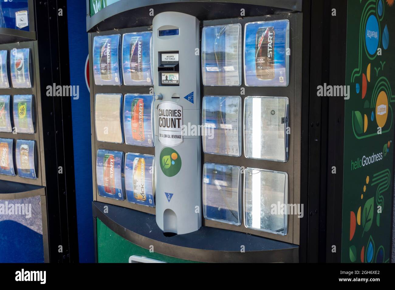 Tacoma, WA USA - ca. August 2021: Blick auf Automaten im Point Defiance Zoo. Stockfoto