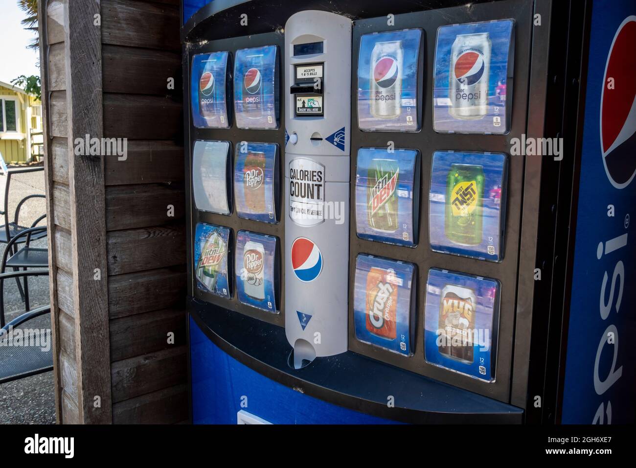 Tacoma, WA USA - ca. August 2021: Blick auf Automaten im Point Defiance Zoo. Stockfoto