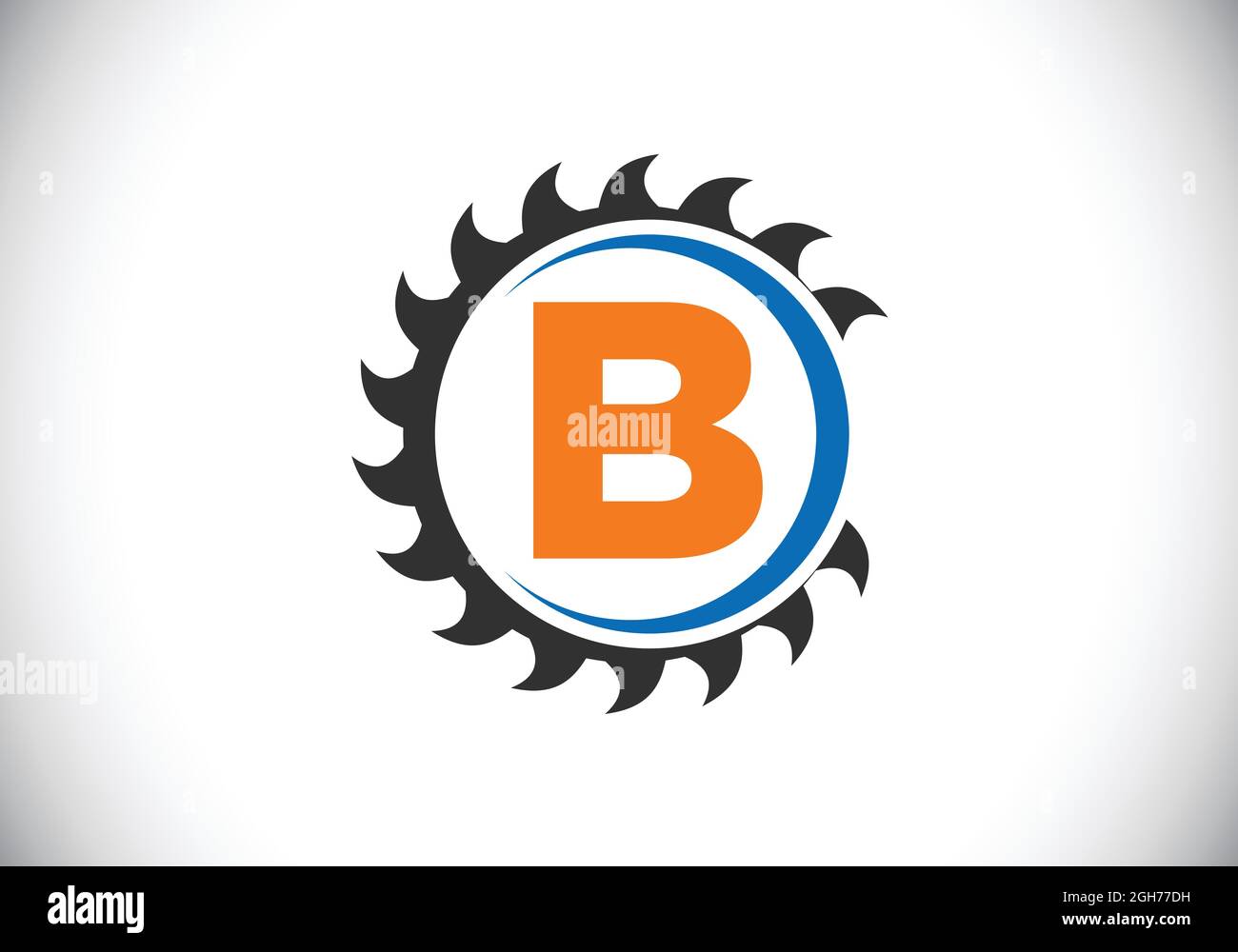 Initial-B-Monogramm-Alphabet mit dem Sägeblatt. Zimmerei, Holzbearbeitung Logo-Design. Schrift-Emblem. Modernes Vektor-Logo für Sägewerk Geschäft und Unternehmen Stock Vektor