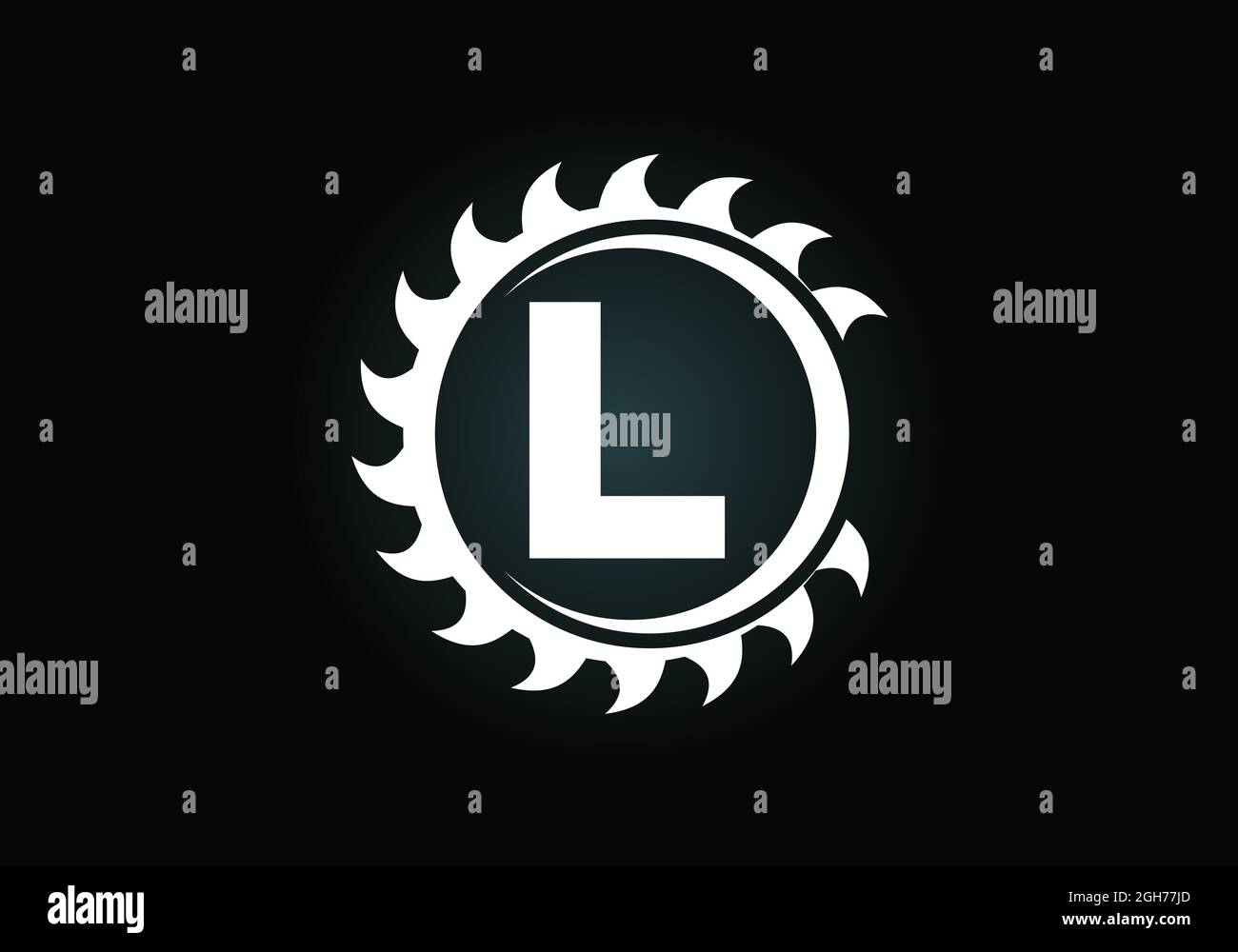 Initial L Monogramm Alphabet mit dem Sägeblatt. Zimmerei, Holzbearbeitung Logo-Design. Schrift-Emblem. Modernes Vektor-Logo für Sägewerk Geschäft und Unternehmen Stock Vektor