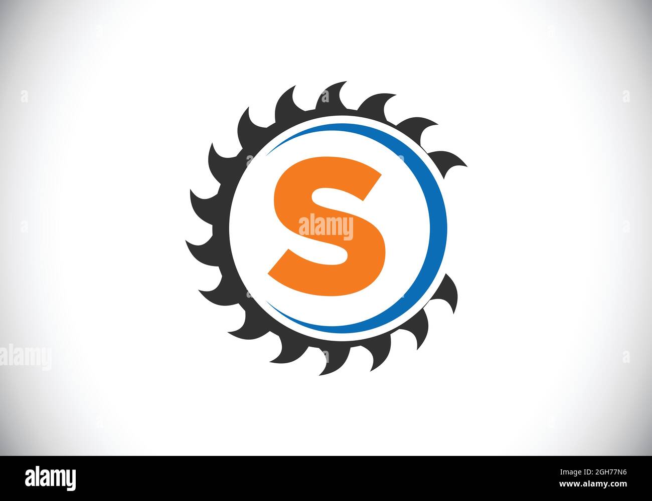 Anfängliches S-Monogramm-Alphabet mit dem Sägeblatt. Zimmerei, Holzbearbeitung Logo-Design. Schrift-Emblem. Modernes Vektor-Logo für Sägewerk Geschäft und Unternehmen Stock Vektor