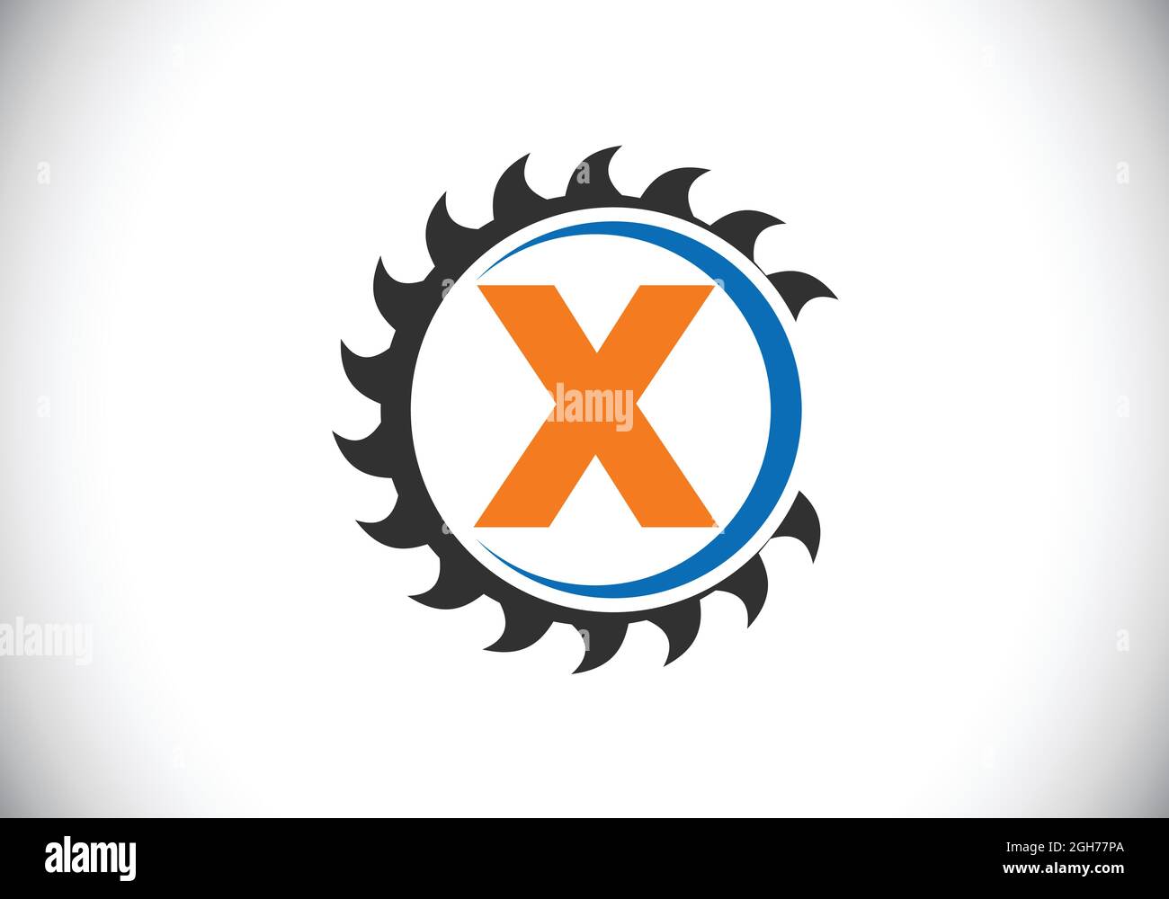 Erstes X-Monogramm-Alphabet mit dem Sägeblatt. Zimmerei, Holzbearbeitung Logo-Design. Schrift-Emblem. Modernes Vektor-Logo für Sägewerk Geschäft und Unternehmen Stock Vektor