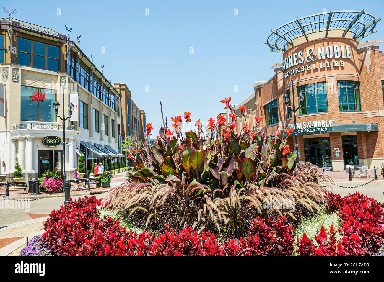 Ohio Westlake, Crocker Park, Einkaufszentrum Geschäfte Geschäfte Landschaftsbau Stockfoto