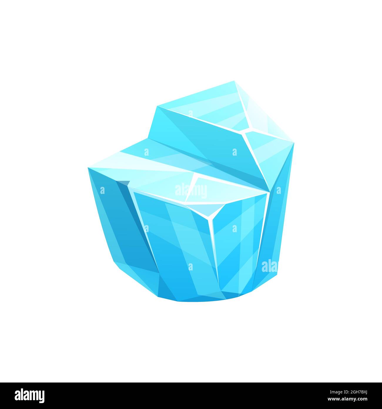 Eiskristall-Symbol, Eisberg-Würfel aus kaltem Schneeblock, Vektor. Blaues gefrorenes Wasser oder Wintereiseis und Glas mit Frost, Diamantstein oder Gletschereis cryst Stock Vektor