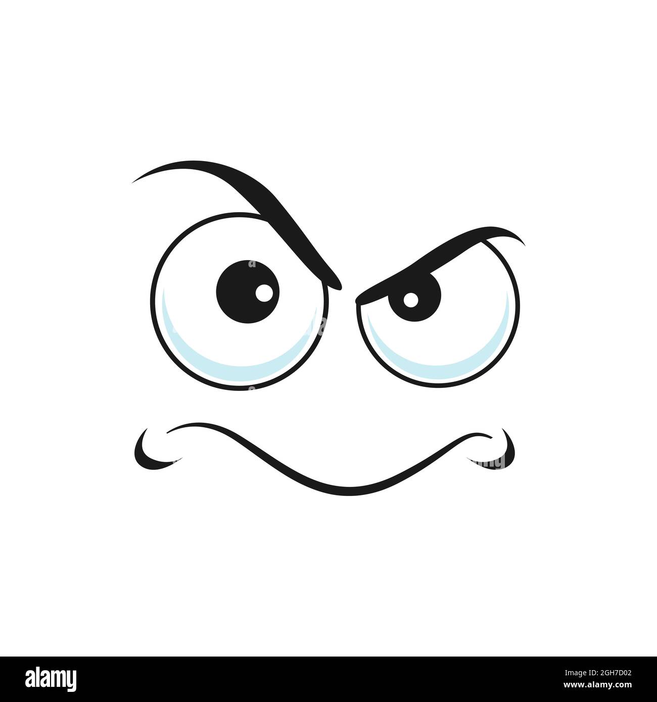 Mürrisch wütend böse Emoticon isoliert schlechte Emoji. Vektor-Cartoon-Charakter wütend Emoticon, böse Gesichtsausdruck. Böser Dämon, Smiley Psychopath Stock Vektor
