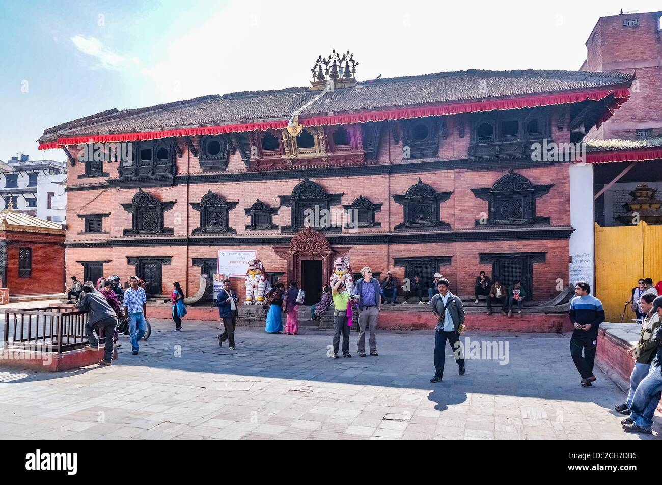 Kumari Bahal, Palast der lebenden Göttin Kumari auf dem Durbar-Platz in Kathmandu, Nepal, vor dem Erdbeben von 2015 Stockfoto