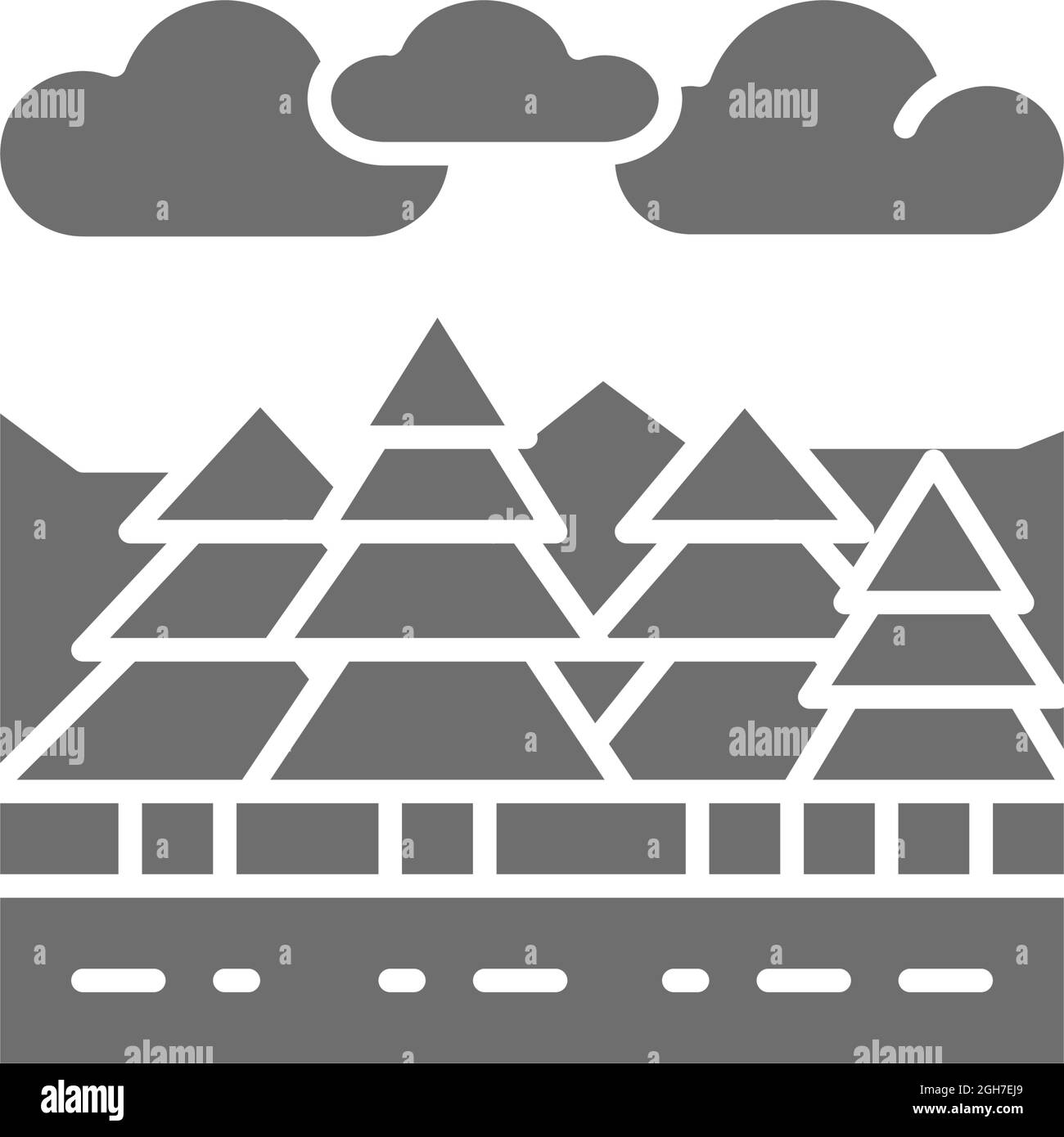 Vektor Wald und Bäume Landschaft graues Symbol. Stock Vektor