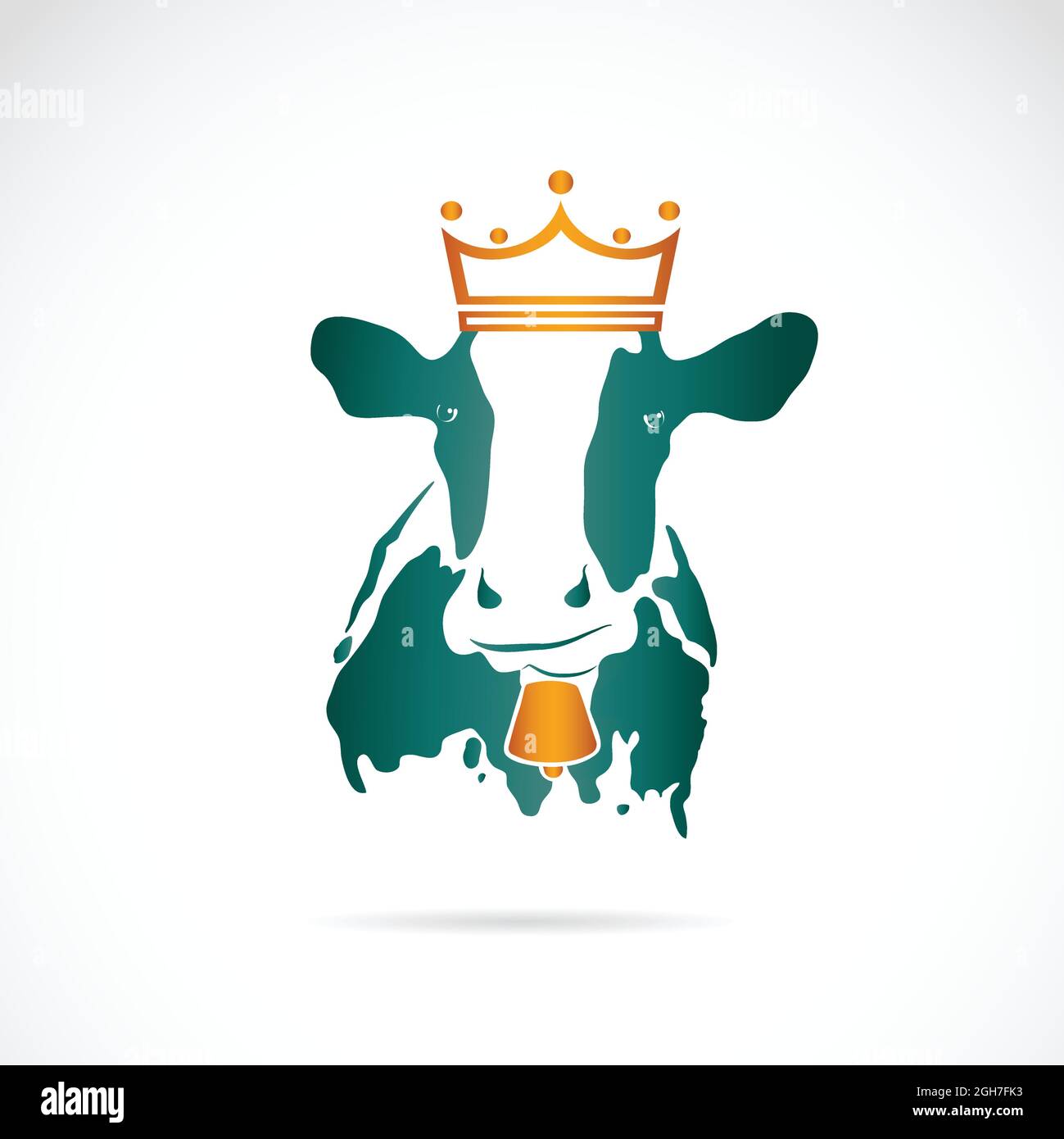 Vektorbild der Kuh mit einer Krone auf weißem Hintergrund. Leicht editierbare Vektorgrafik mit Ebenen. Nutztiere. Stock Vektor