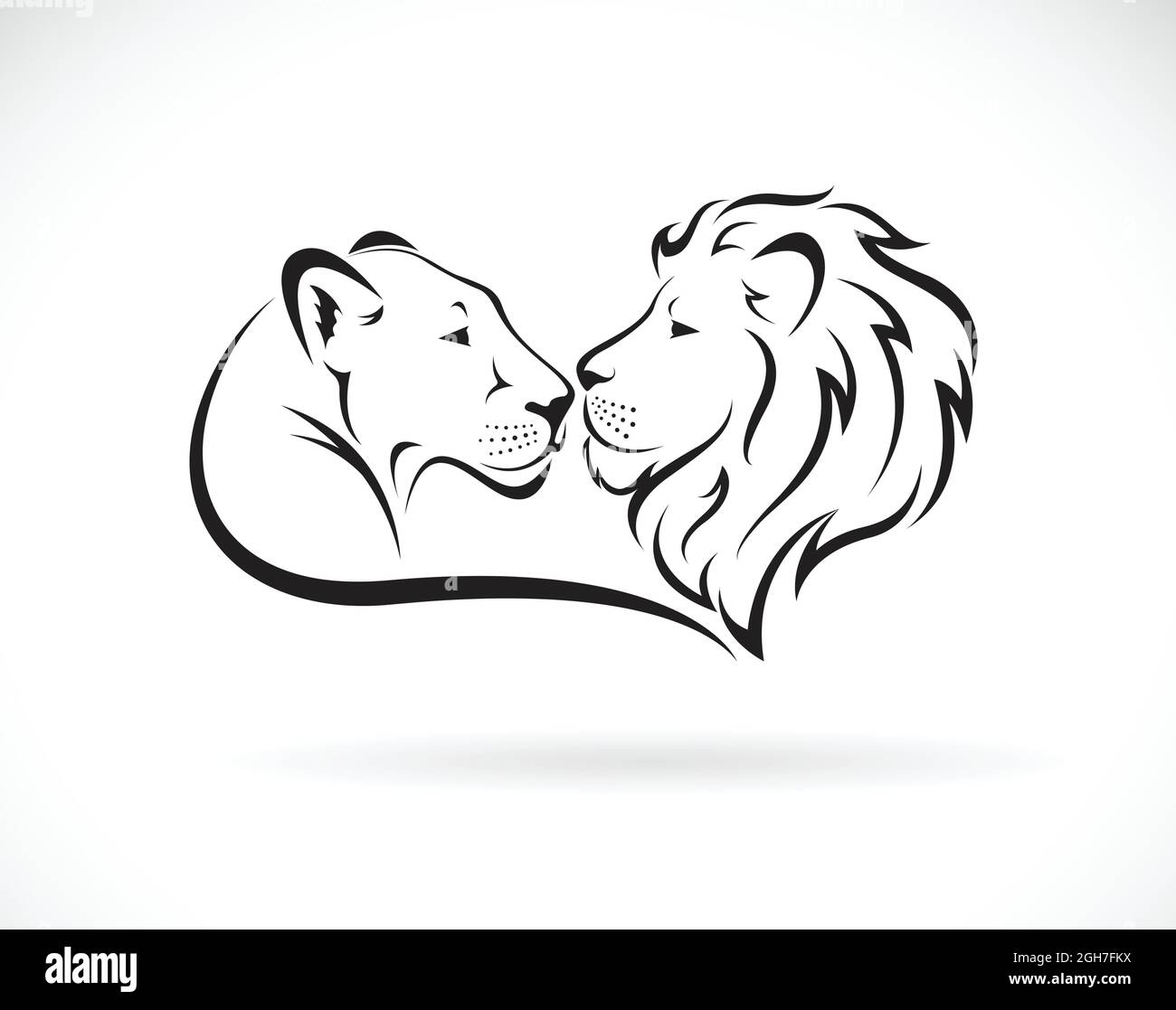 Männliches Löwen- und weibliches Löwen-Design auf weißem Hintergrund. Wilde Tiere. Lion-Logo oder -Symbol. Leicht editierbare Vektorgrafik mit Ebenen. Stock Vektor