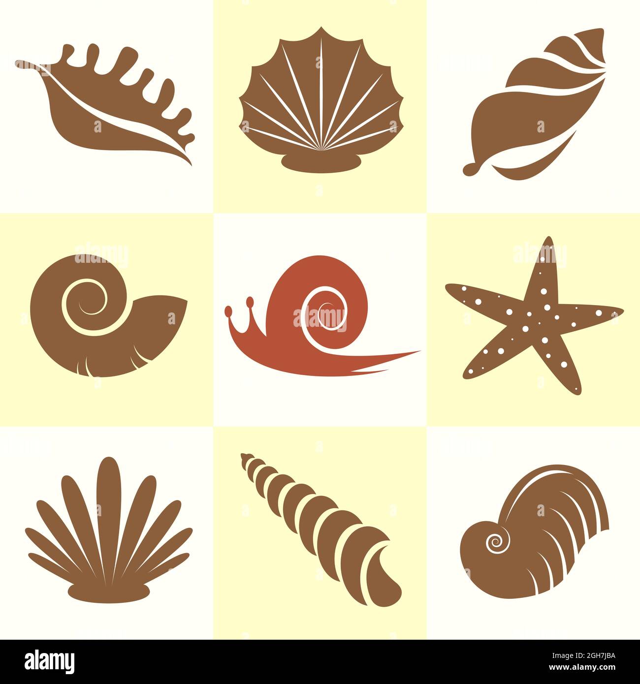 Vector Sammlung von Muscheln und Schnecke. Leicht editierbare Vektorgrafik mit Ebenen. Stock Vektor