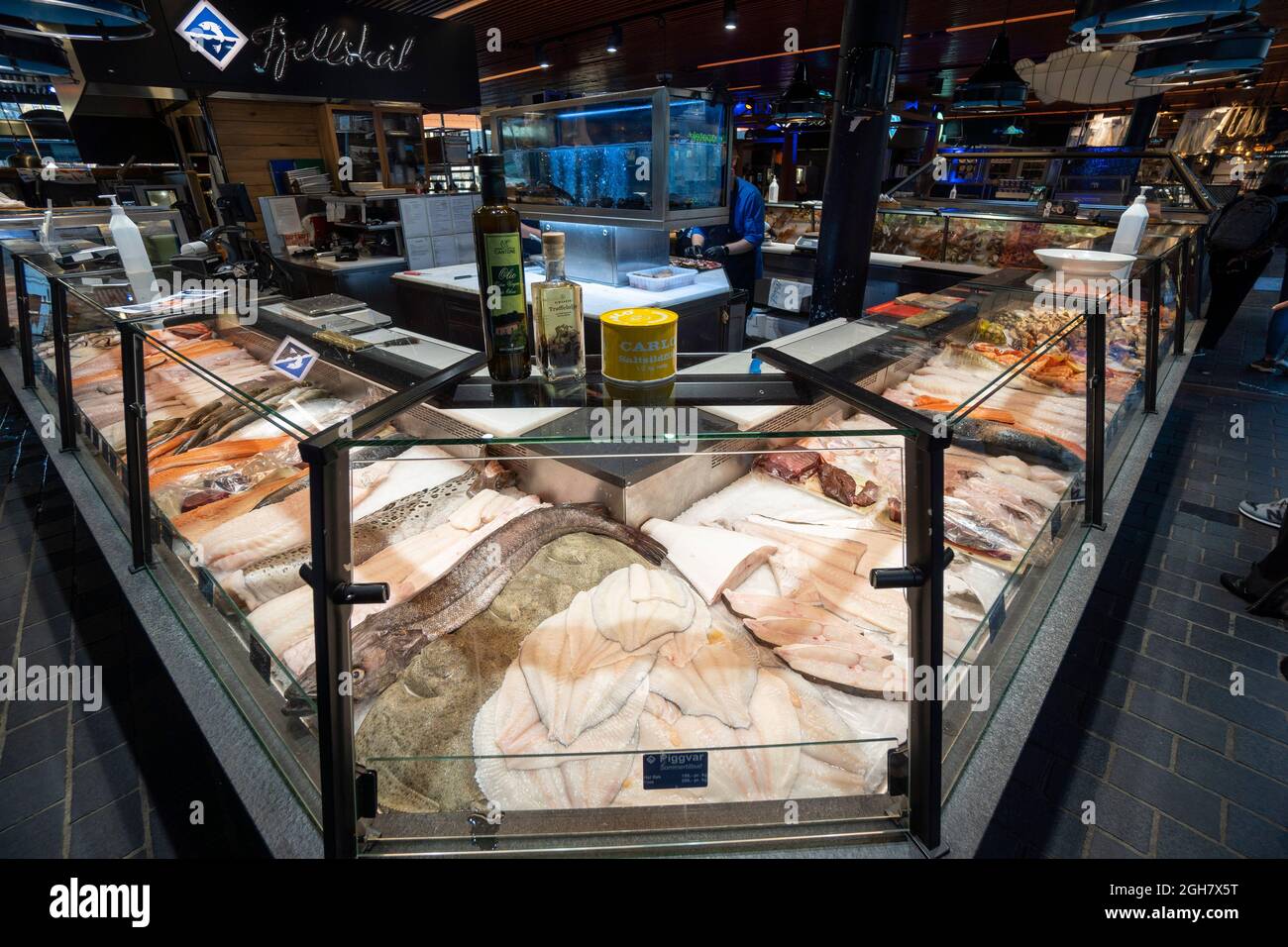 Fischmarkt in Bergen, Norwegen Stockfoto