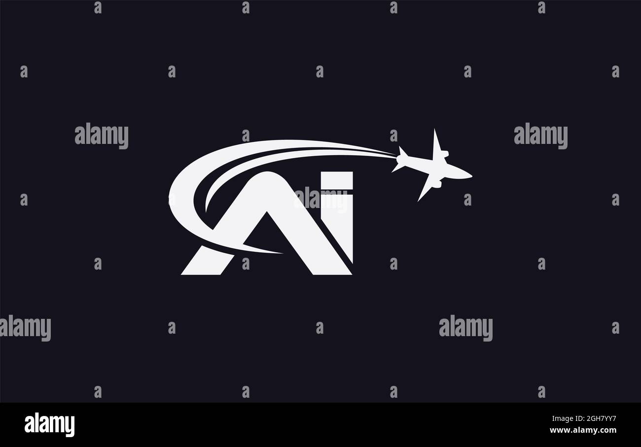Einfaches und modernes Flugzeug-Logo-Design für Fluggesellschaften, Flugtickets, Reisebüros mit Ai-Schriftzug für Marke und Business Stockfoto
