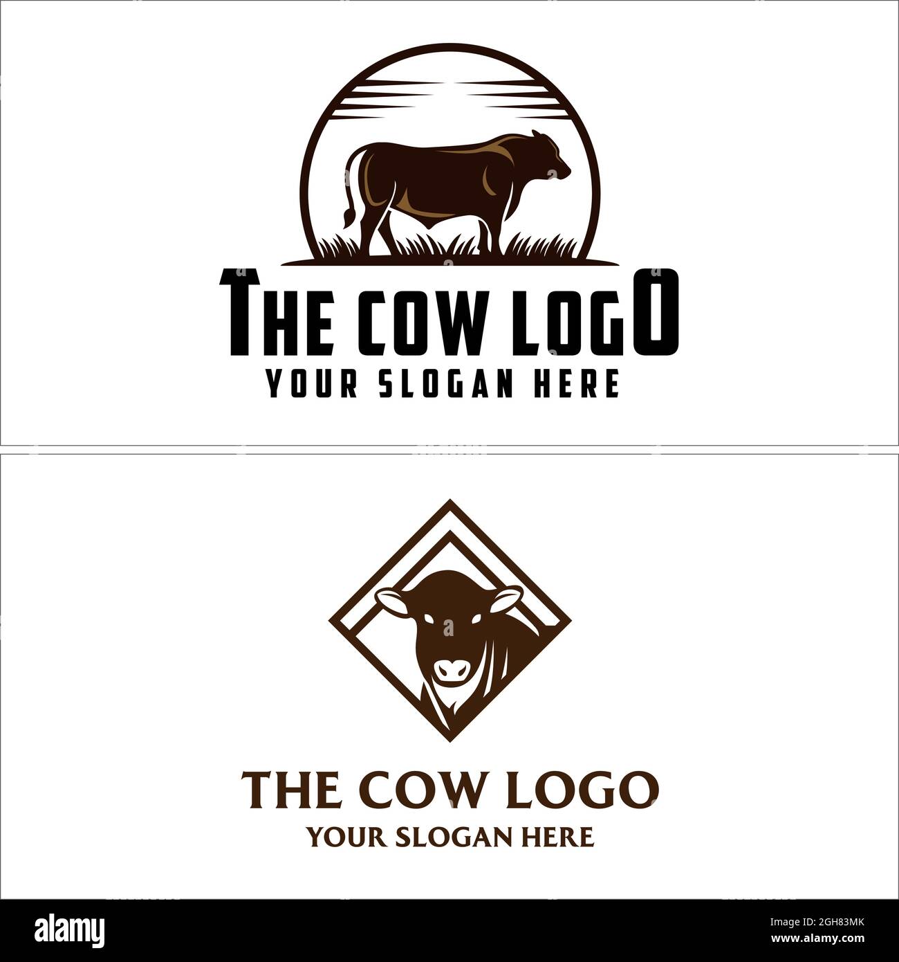 Logo des Tierhofs mit Kuh-Logo Stock Vektor