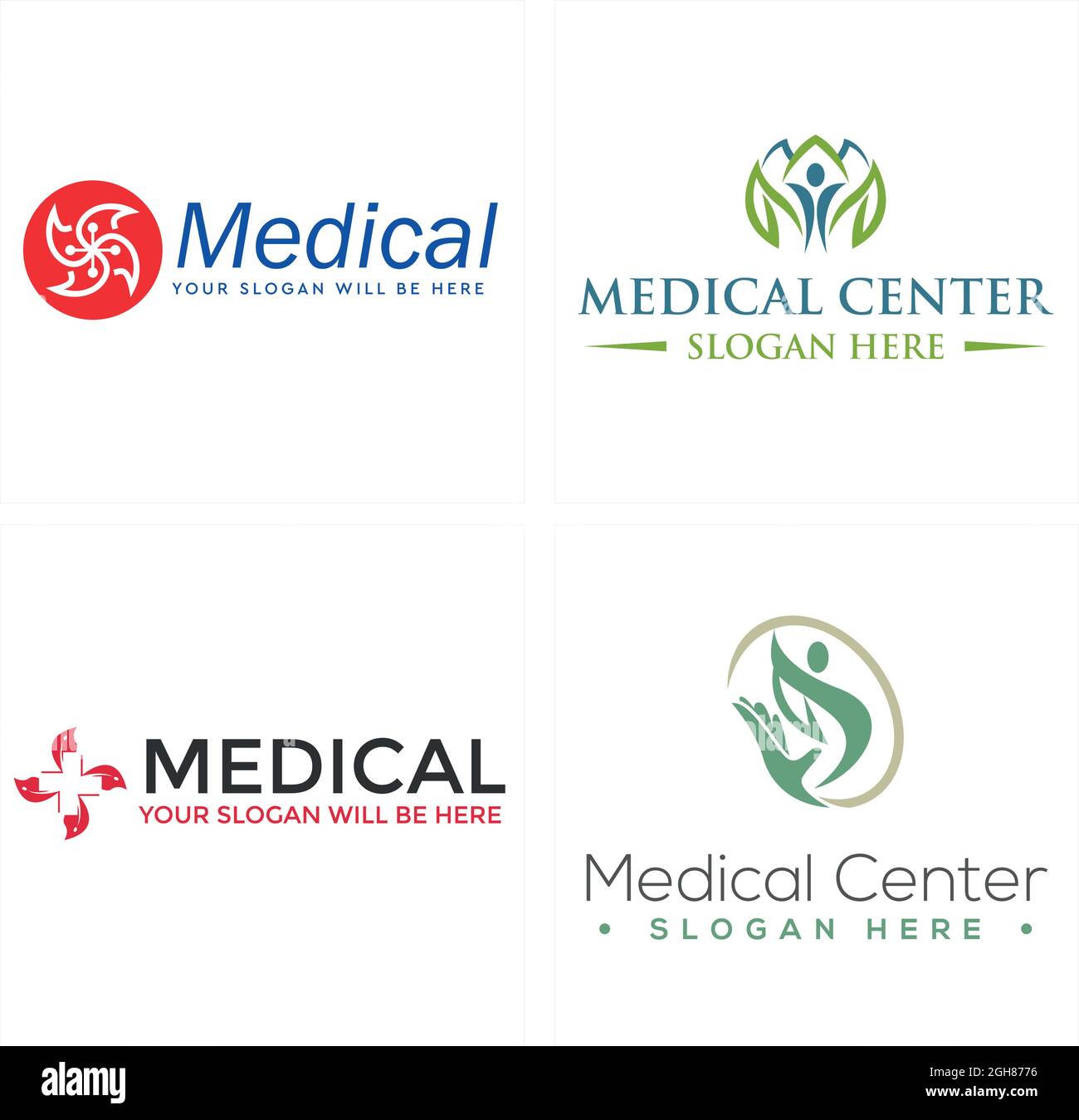 Medizinisches Zentrum Menschen Gesundheitswesen Logo Design Stock Vektor