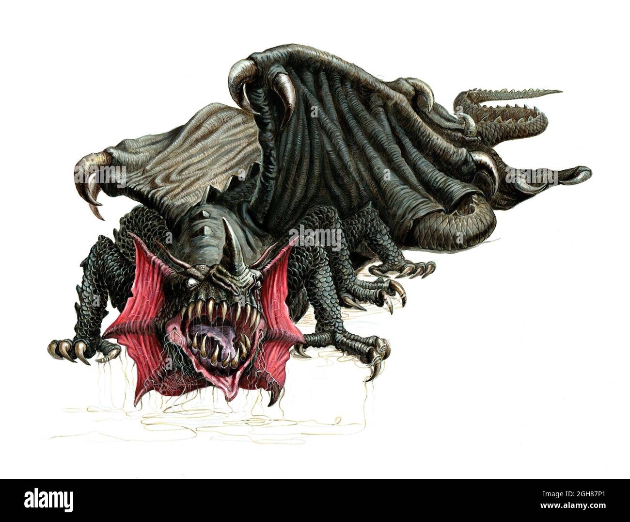 Gigantischer Spinnendrache. Fantasy-Illustration. Stockfoto