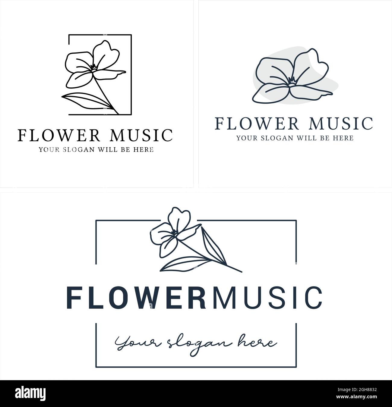 Unterhaltung Blumen Kunst Musik Logo Design Stock Vektor
