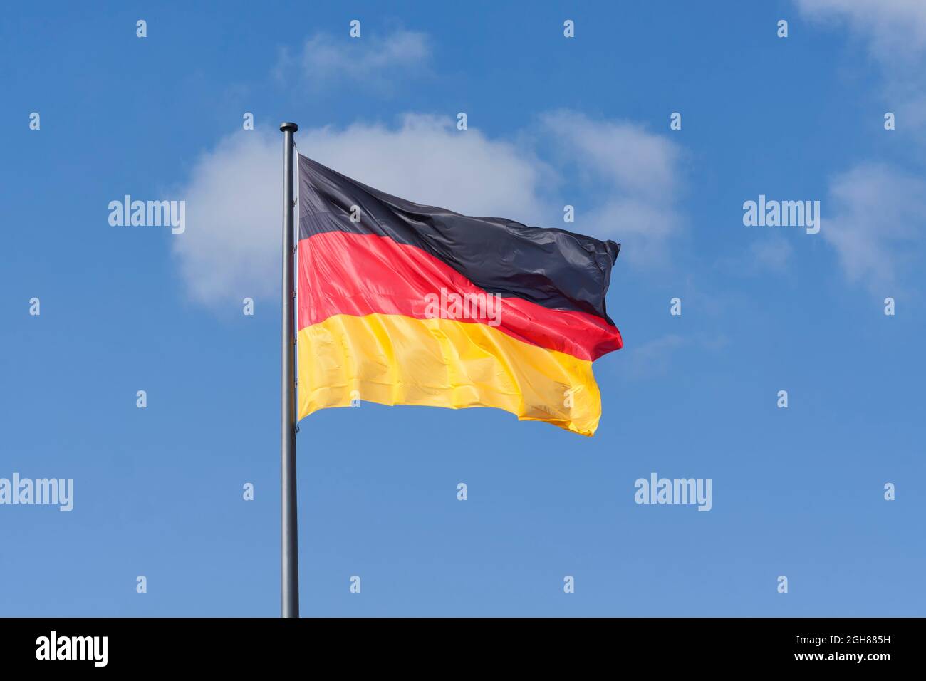 Wehende Flagge von Deutschland Stockfoto