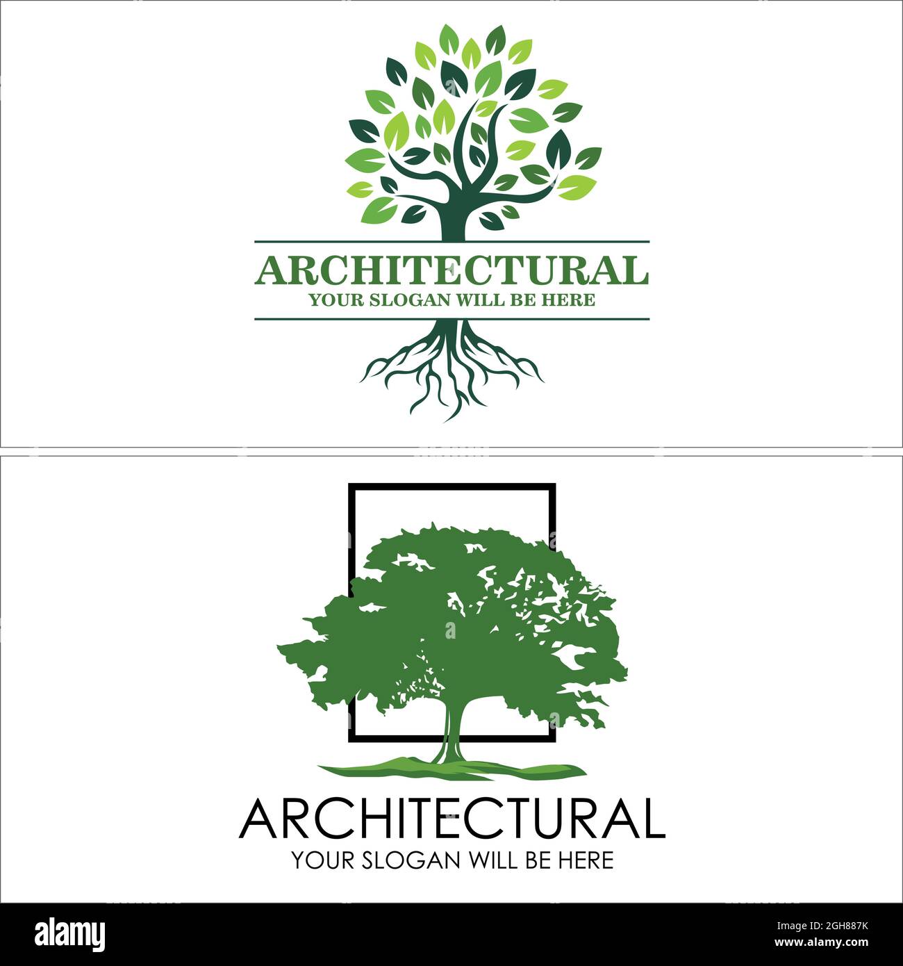 Architektonisches Haus Geschäft Baum Natur Logo Design Stock Vektor