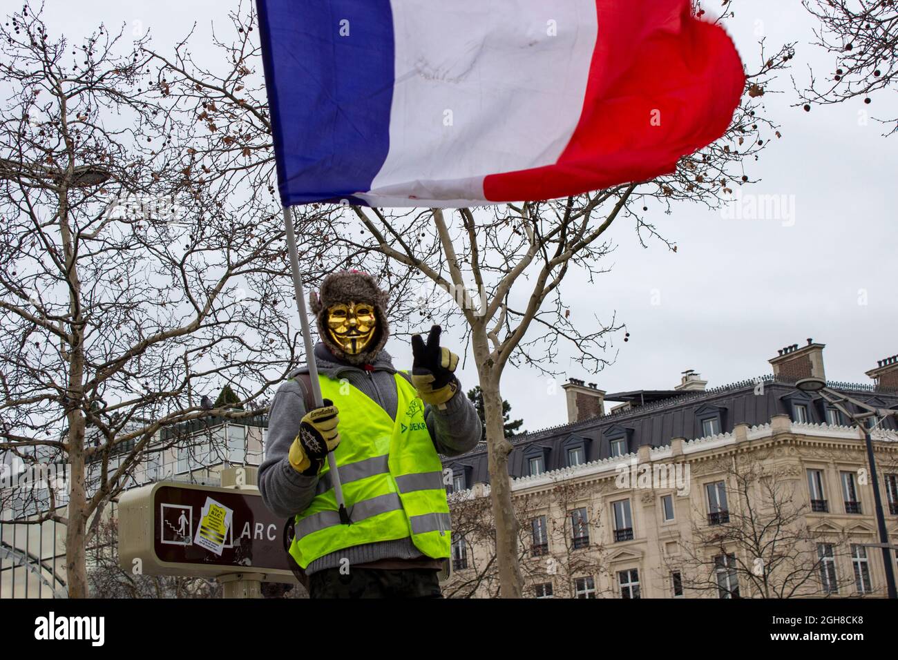 Anführer der Gilets Jaunes - Gelbe Westen Protestbewegung - Paris, Frankreich - 19.01.2019 Stockfoto