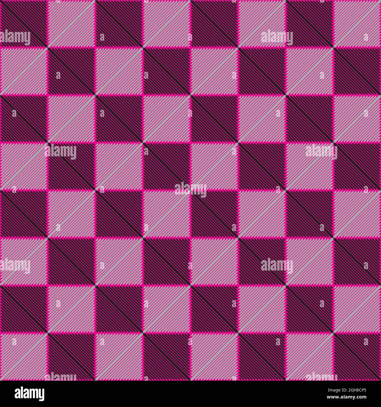 Chess Modern Look Tisch rosa Diagonalen mit schwarz grauen Quadrate Designer-Schnitt Stock Vektor