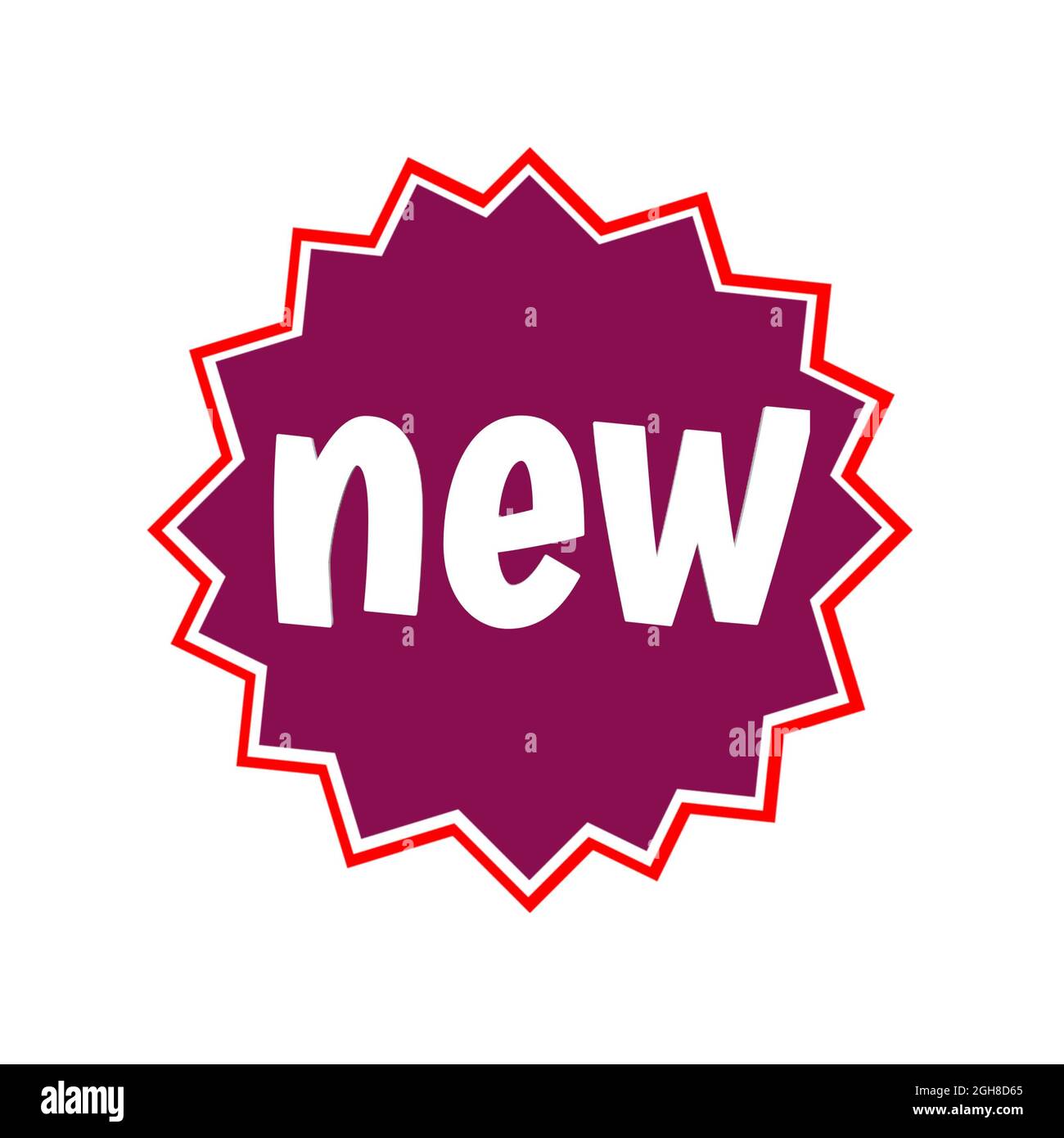 Neues Angebot Web Icon 3d. Ein isoliertes Etikett, Aufklebergrafik in Kaffeefarbe Stern in roten Buchstaben. Werbung für Unternehmen und Finanzförderung Stockfoto