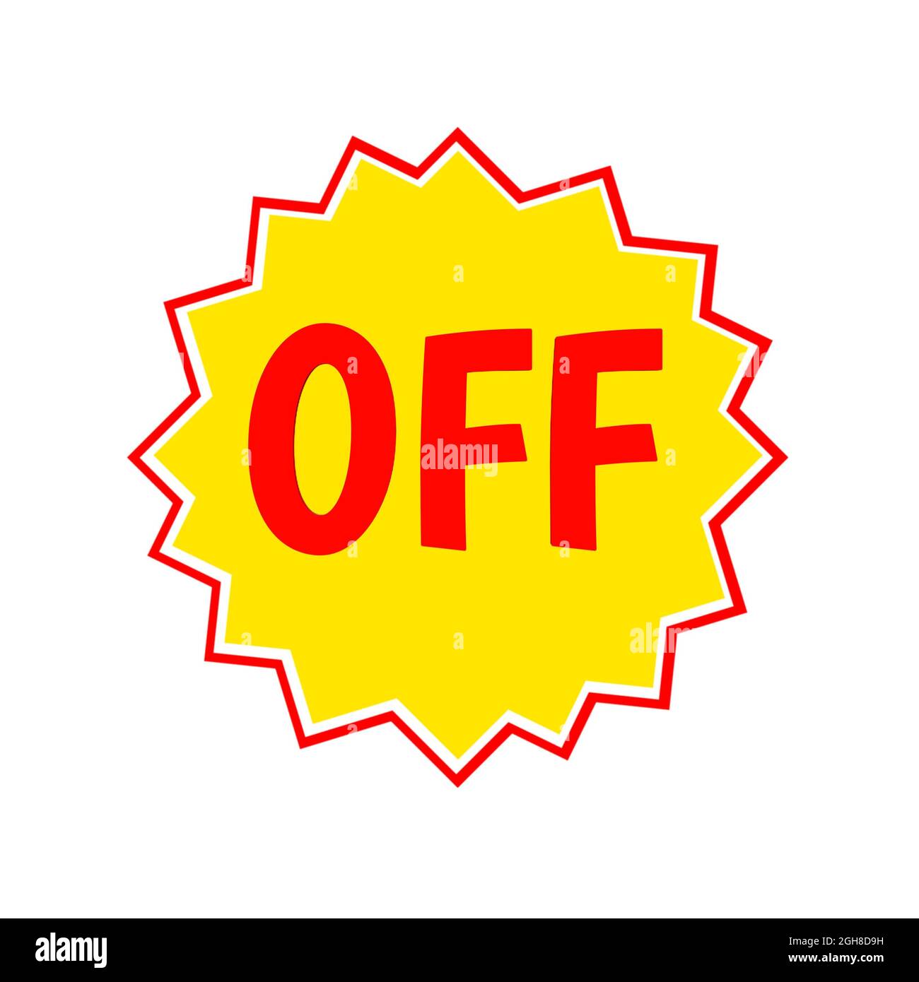 Bieten Sie Web Icon 3d an. Ein isoliertes Etikett, Aufklebergrafik in goldenem Stern in roten Buchstaben. Werbung für Unternehmen und Finanzförderung Stockfoto