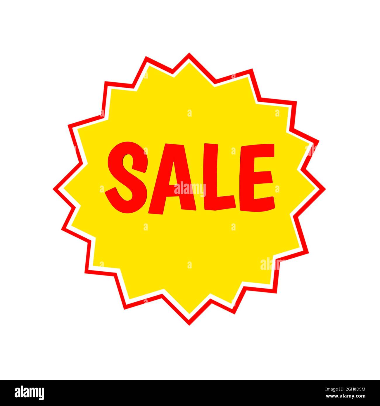 Sonderangebot Web Icon 3d. Ein isoliertes Etikett, Aufklebergrafik in goldenem Stern in roten Buchstaben. Werbung für Unternehmen und Finanzförderung Stockfoto