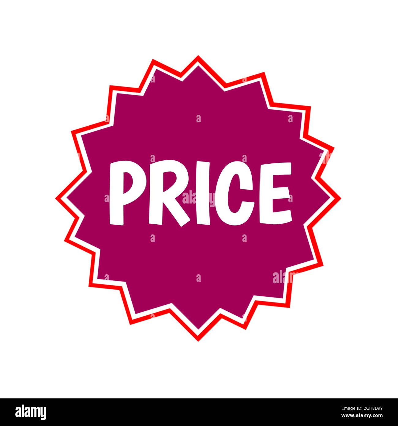 Preis Web Icon 3d. Ein isoliertes Etikett, Aufklebergrafik in rosa Stern in weißen Buchstaben. Werbung für Unternehmen und Finanzförderung Stockfoto