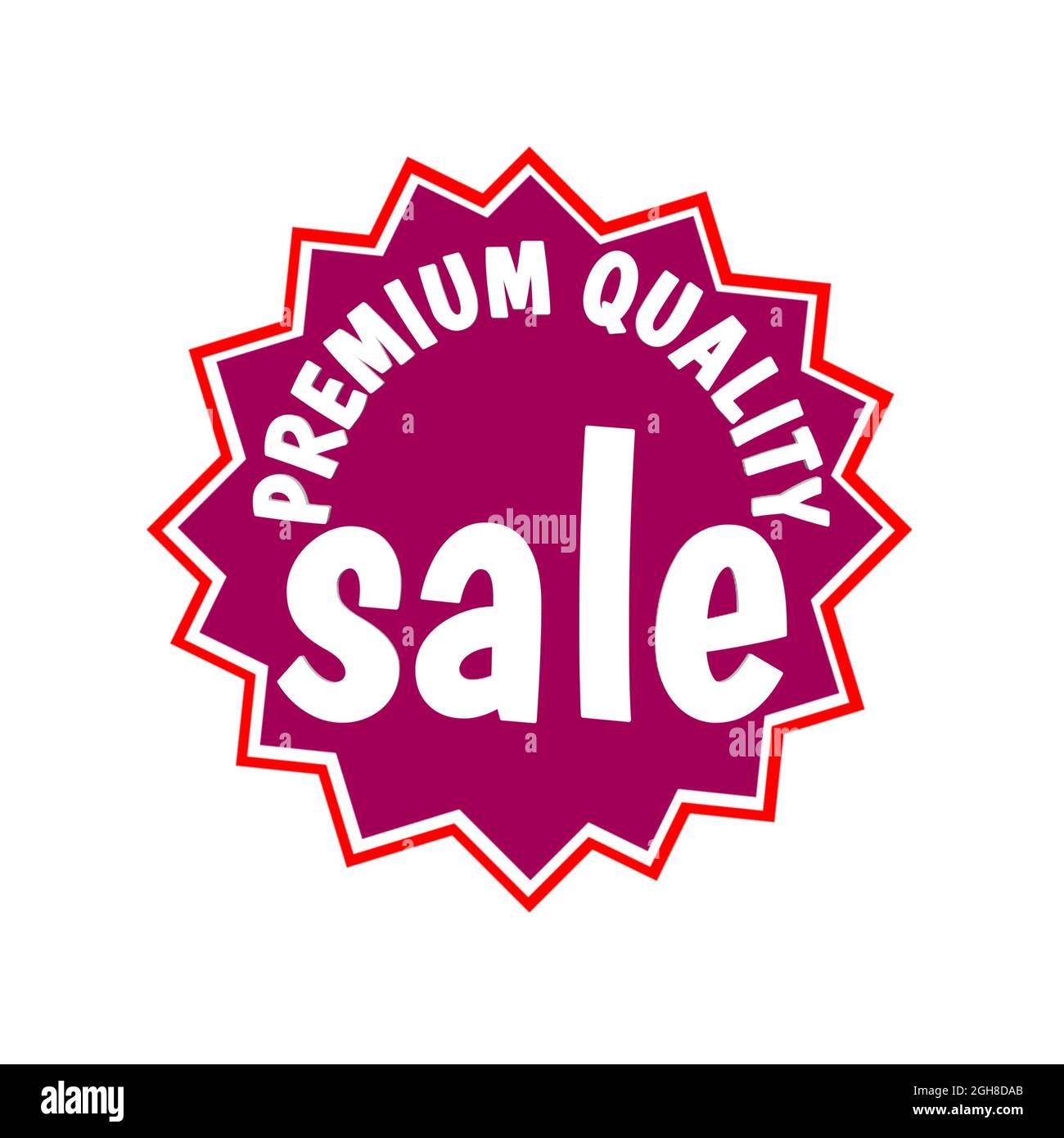 Premium-Qualität Verkauf Web-Symbol 3d. Ein isoliertes Etikett, Aufklebergrafik in rosa Stern in weißen Buchstaben. Werbung für Unternehmen und Finanzförderung Stockfoto