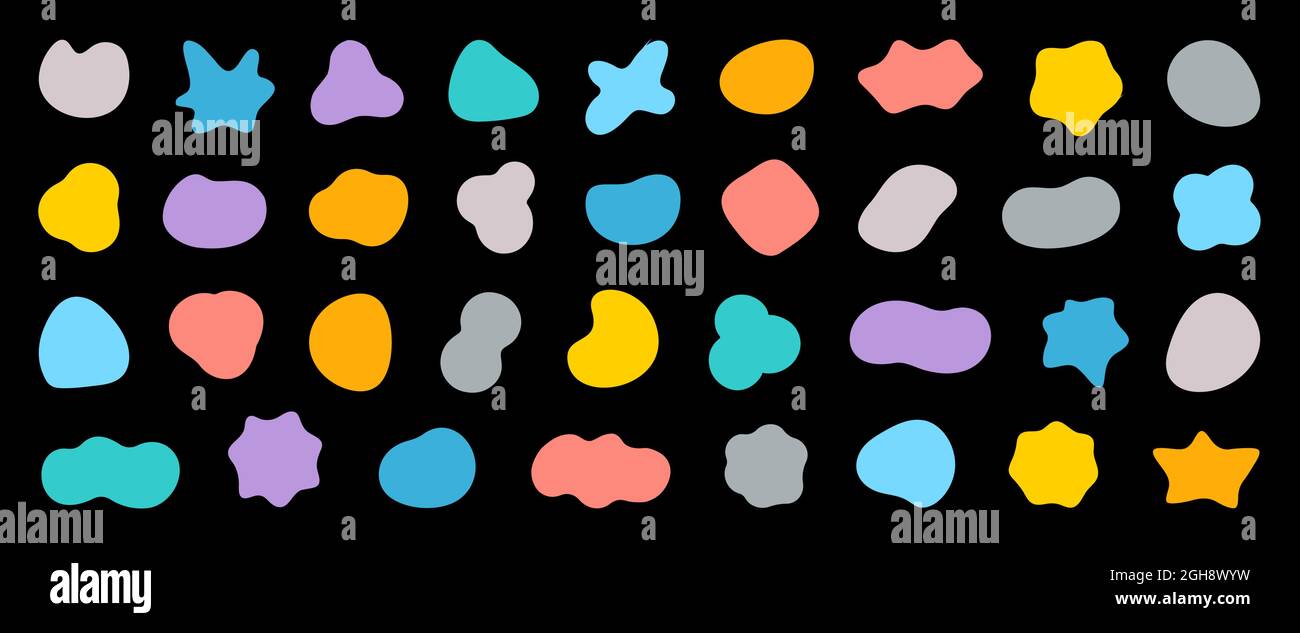 Farbige Flecken oder Wolken, bunte Blots Kollektion. Flexible Formen und Formulare für den Hintergrund unter Zitat, Nachricht, Überschrift. Putz oder Flecken Stock Vektor