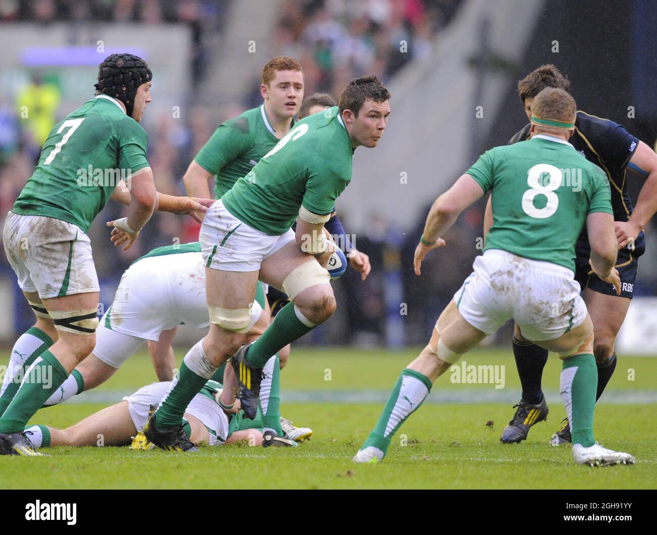 Peter O'Mahoney aus Irland während der RBS 6 Nations Championship 2013 zwischen Schottland und Irland im Murrayfield Stadium in Edinburgh am 24. Februar 2013. Stockfoto