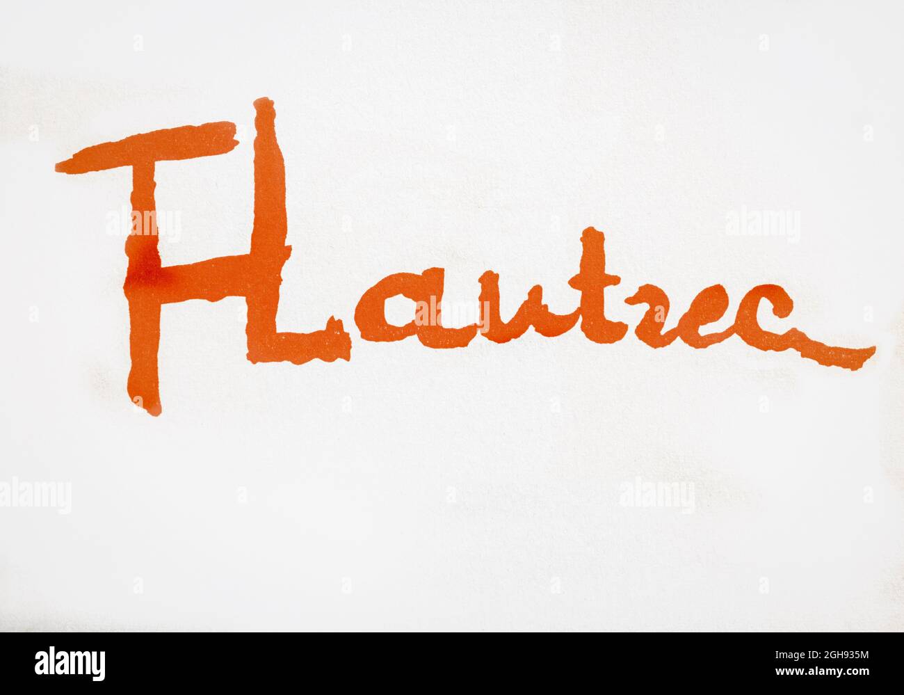 Unterschrift von Henri Toulouse-Lautrec, 1864 - 1901, französischer Post-Impressionist-Künstler. Dies ist eine von Lautrecs Versionen seiner Unterschrift, mit den ersten drei Buchstaben seines Namens - H, T und L - kombiniert. Stockfoto